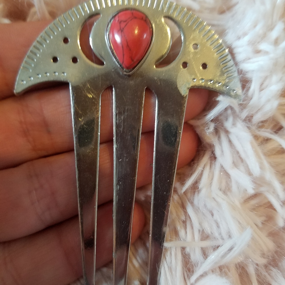 free people hair accessory with red stone